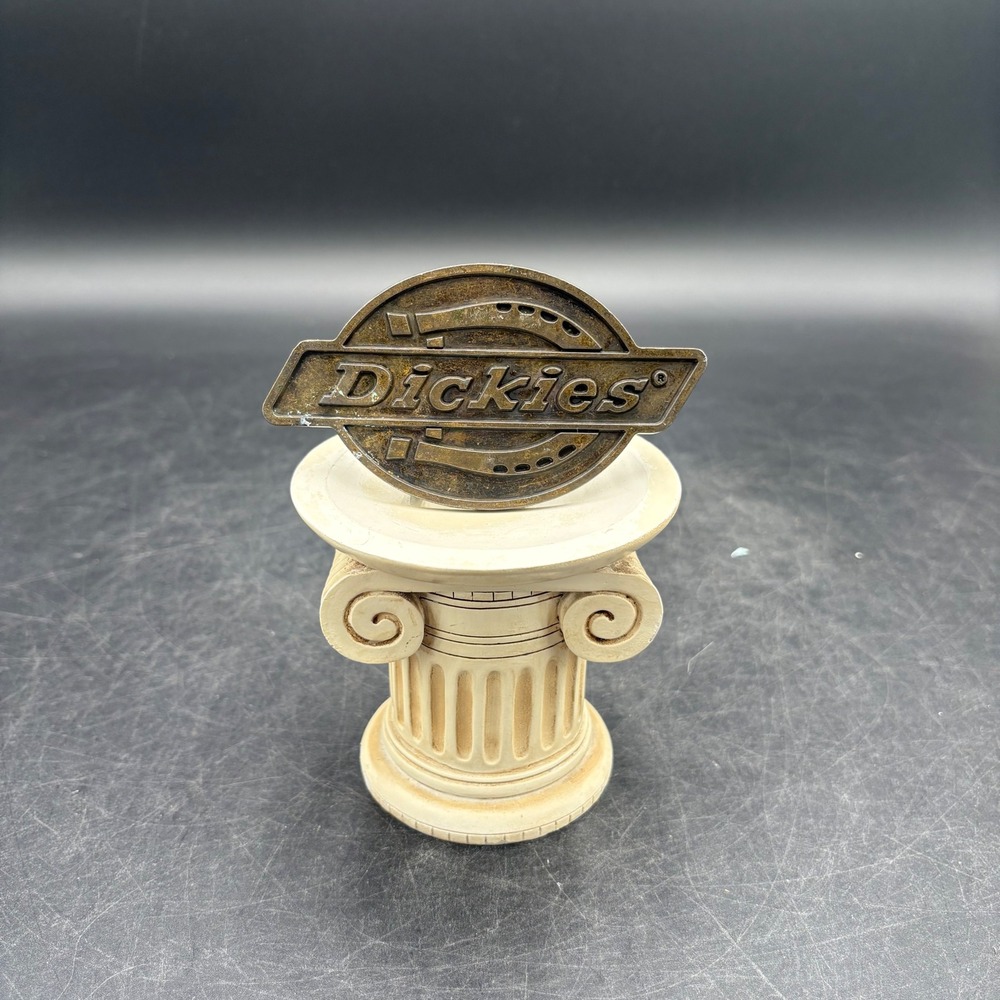 Dickies Vintage Brass Tone Logo Belt Buckle Oval Workwear Accessory